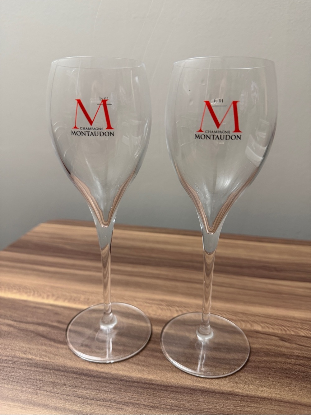 Champagne Montaudon Crystal-Style Flute Glasses — Set of 2